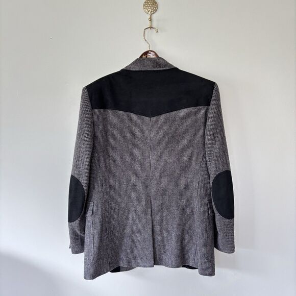 Pendleton Blazer Men 42 Wool Tweed Houndstooth Elbow Patch Western Sport Coat - Picture 8 of 16